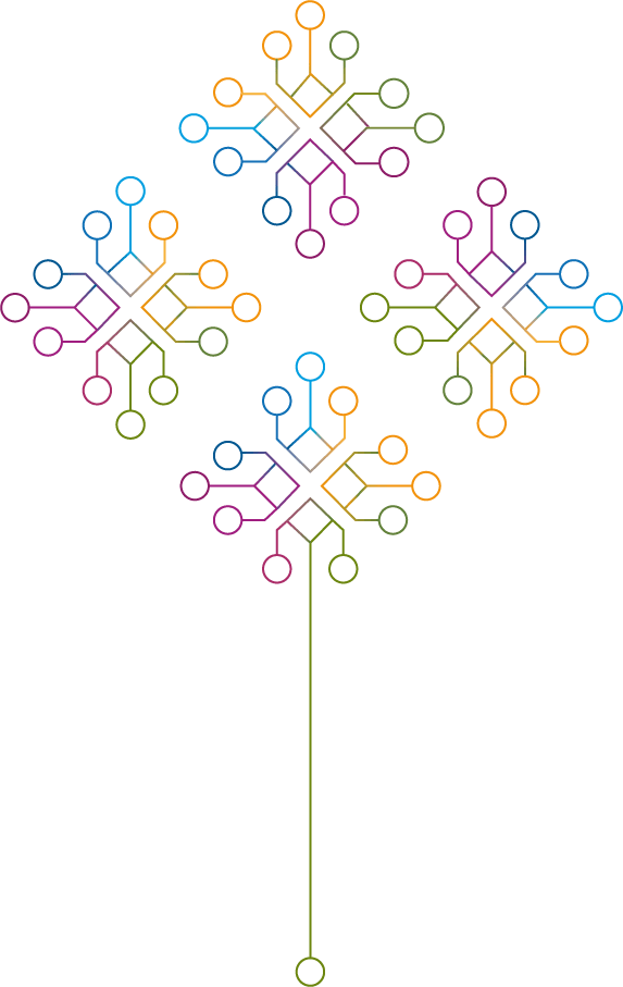 Graphisme communication et informatique AVA-CSI Illustration graphique symbolisant le lien entre création graphique et expertise informatique chez AVA-CSI