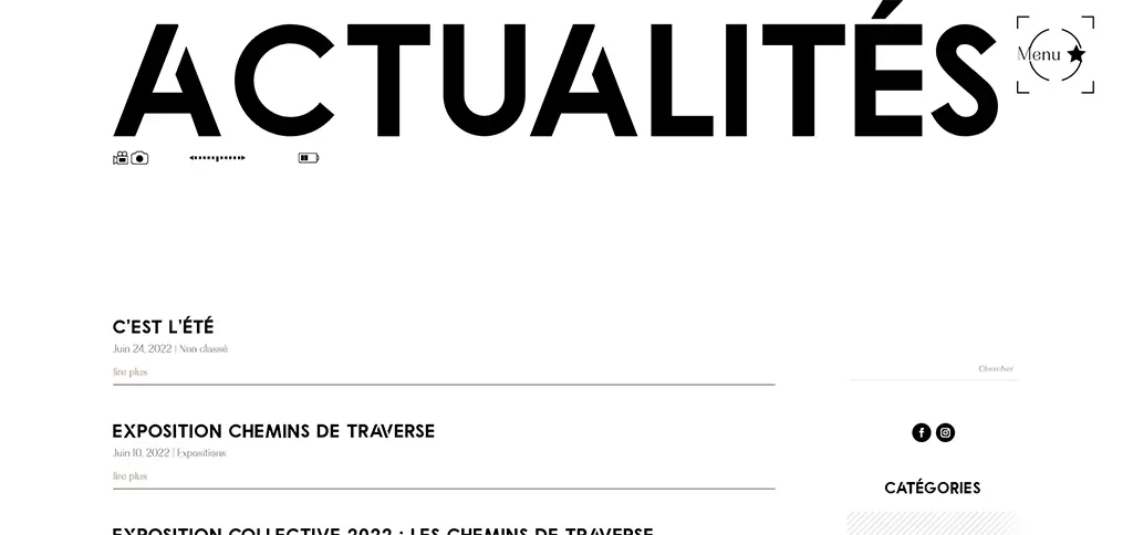 Page Actualités du site web de l’Atelier Photo Clapiers présentant les publications et événements du club