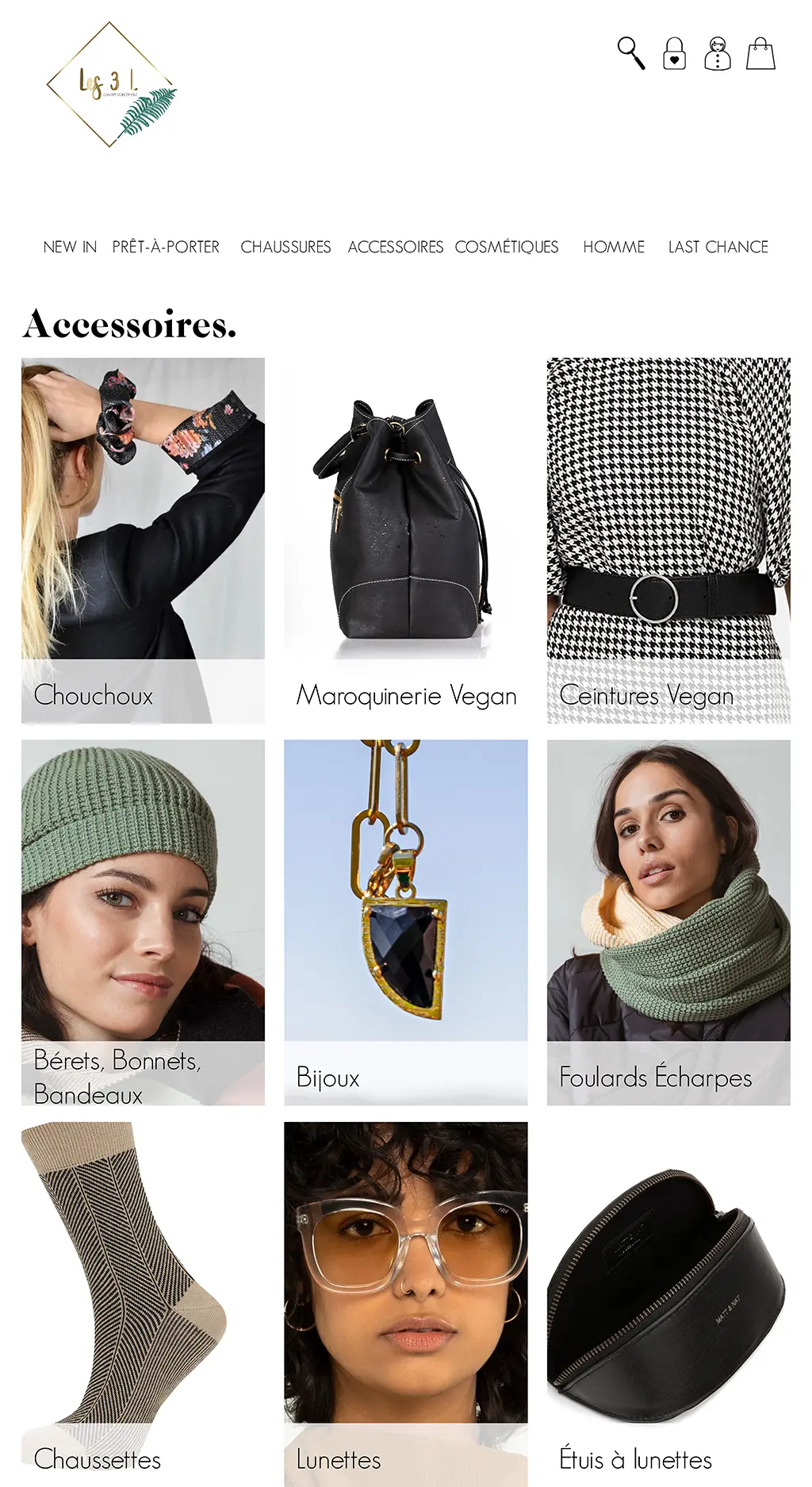 Accéder aux sous-catégories accessoires du site des 3 L