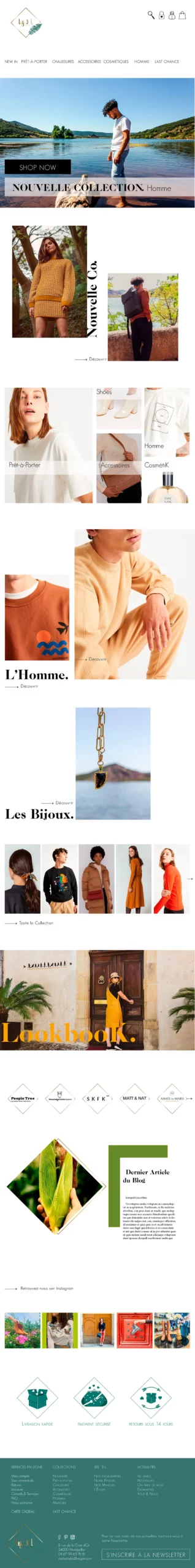 Capture de la page collection du site web des 3 L présentant le catalogue produits