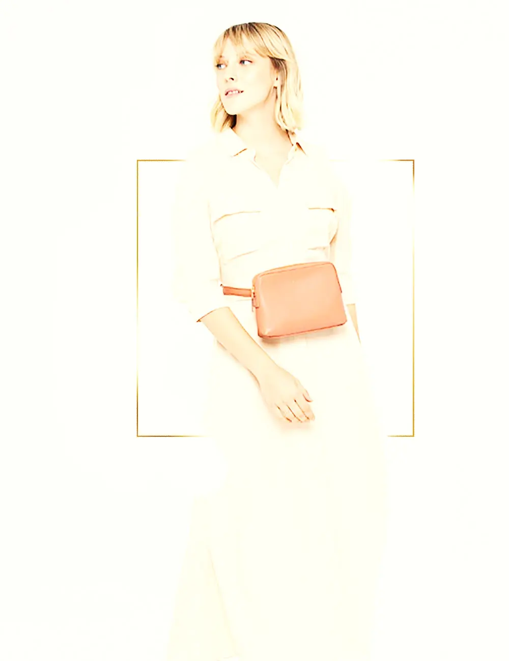 Visuel lookbook présentant un sac porté dans l’univers de la marque Les 3 L
