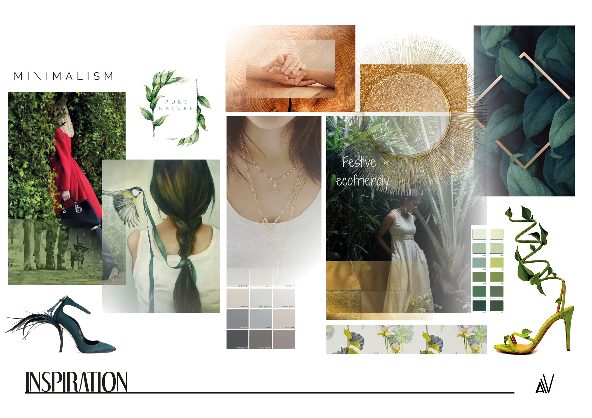 Moodboard d’inspirations illustrant l’univers esthétique et éthique de l’identité visuelle des 3 L