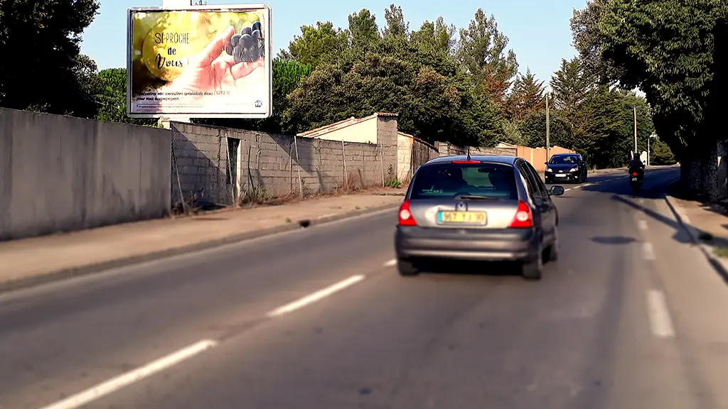 Panneau publicitaire Banque Populaire du Sud en bord de route illustrant une campagne pour le secteur agricole