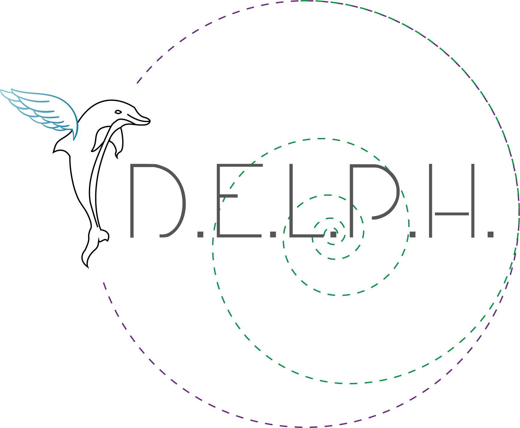 Logo Couleurs DELPH avec dauphin stylisé et cercles symbolisant l’écologie personnelle