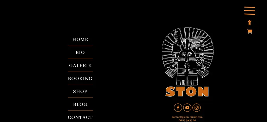Footer du site STON avec navigation complète, informations de contact et liens vers les réseaux sociaux